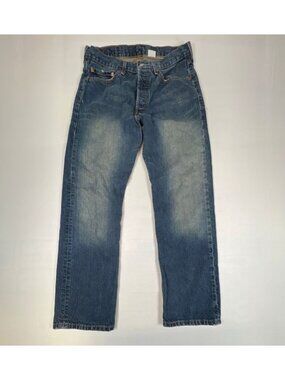 Levi's 501 Original Fit Jeans Mens 32x30 Blue Denim Faded Button Fly